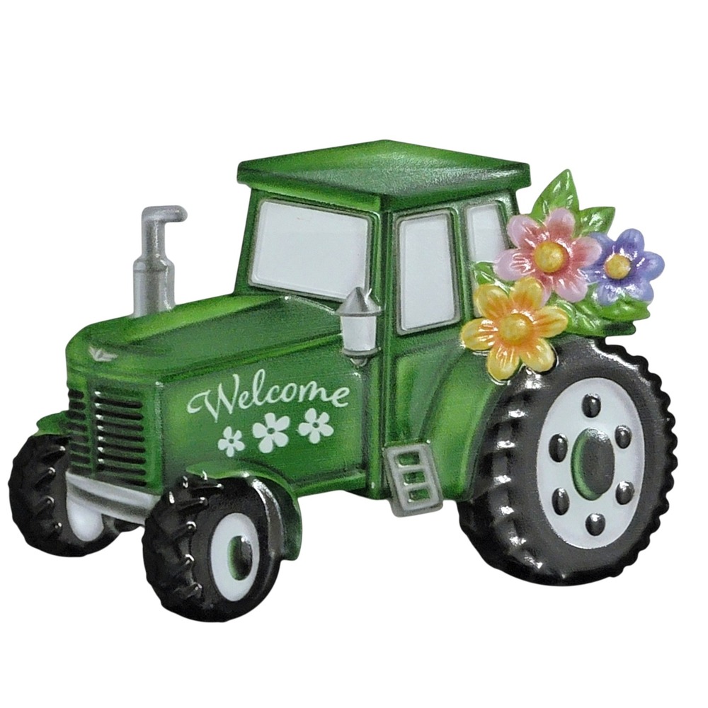 Green Tractor Welcome Wreath Sign Metal Farm Country Rustic Crafts Supplies DIY